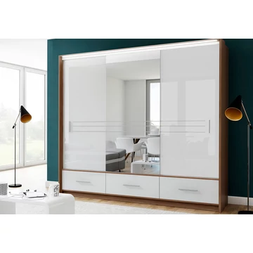 Amsterdam Tágas Stílus Gardróbszekrény 250x215cm és Ajándék LED Világítással
