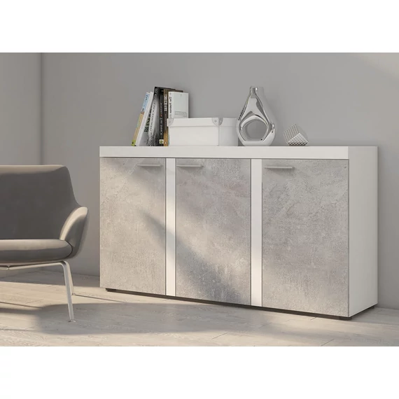 Komód RUMBA / RODOS 3D fehér / világos beton