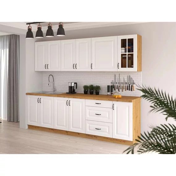 Konyhabútor Stilo fehér mat/artisan 260 cm