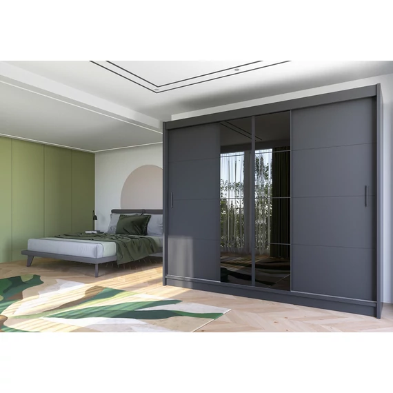 Porto II  Tágas Stílus Gardróbszekrény magasfényű 250x215cm