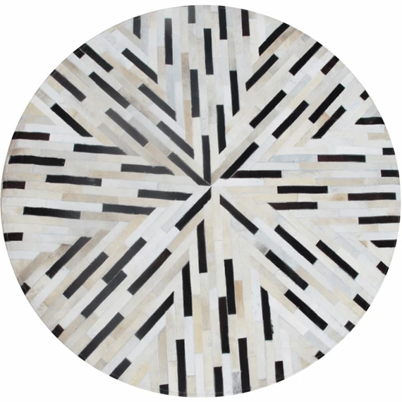 Luxus bőrszőnyeg, fekete/bézs/fehér, patchwork, 200x200, KOŽA TYP 8