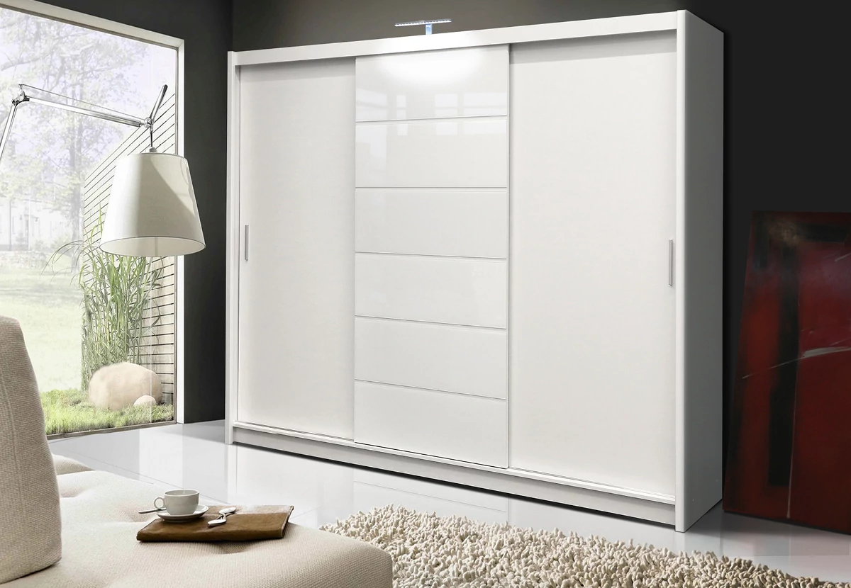 Malibu Tágas Stílus Gardróbszekrény 250x215cm ajándél ledvilágítással